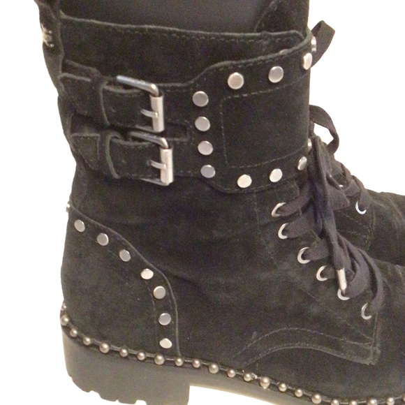Sam Edelman Jennifer Black Studded Combat Boot Size US 6.5 - Picture 3 of 14